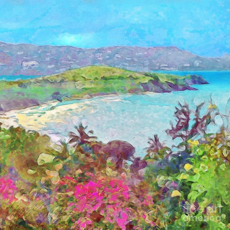 S Shoreline View from The Buccaneer - Square Painting by Lyn Voytershark