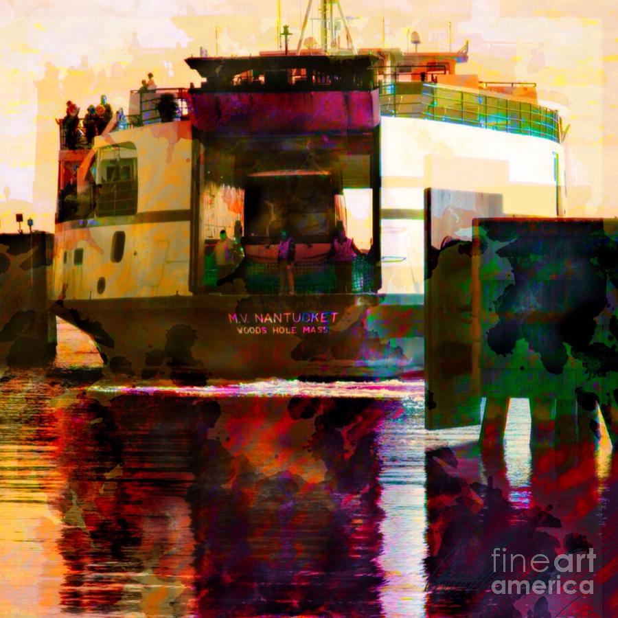 S Steamship Authority Ferry MV Nantucket - Square Painting by Lyn Voytershark