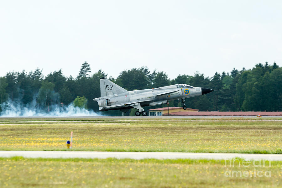 Summer Photograph - Saab 37 Viggen take off by Ingemar Magnusson