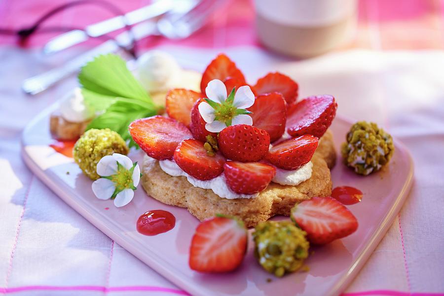 Sables With Fresh Cheese And Strawberries Photograph by Bernhard Winkelmann