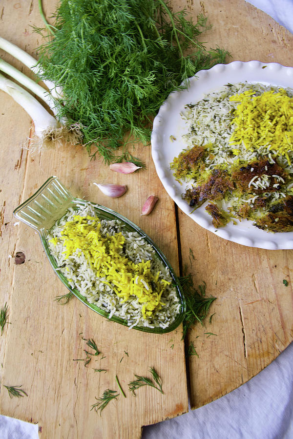 Sabzi Polo persian Herb Rice With A Butter-saffron Rice Crust Photograph by Labsalliebe