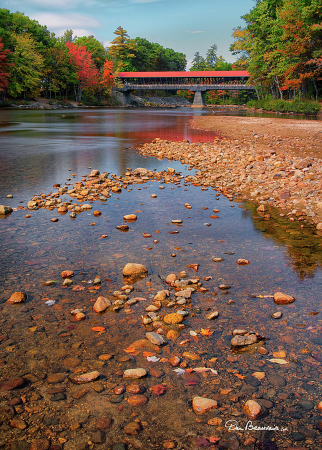 Fall Photograph - Saco River Bridge 8942 by Dan Beauvais