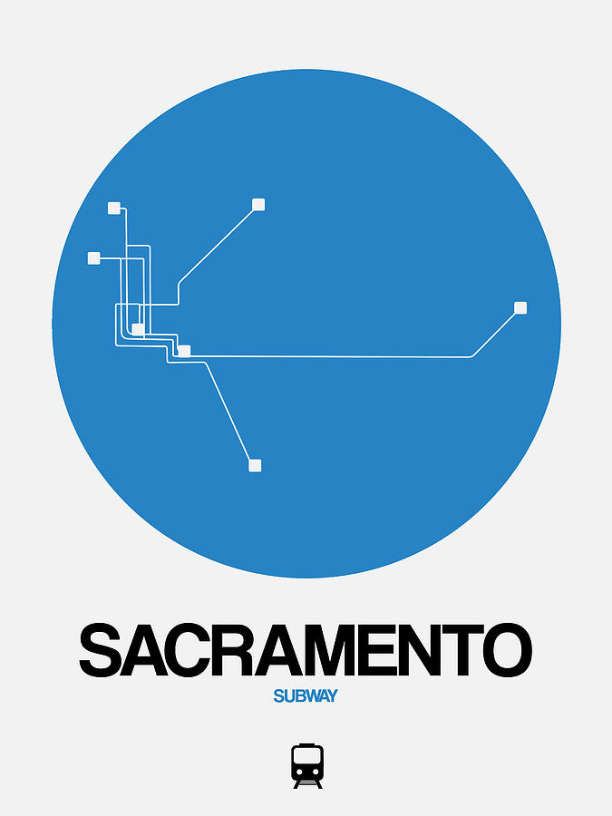 Sacramento Digital Art - Sacramento Black Subway Map by Naxart Studio
