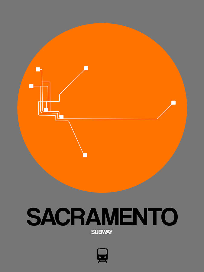 Sacramento Digital Art - Sacramento Orange Subway Map by Naxart Studio