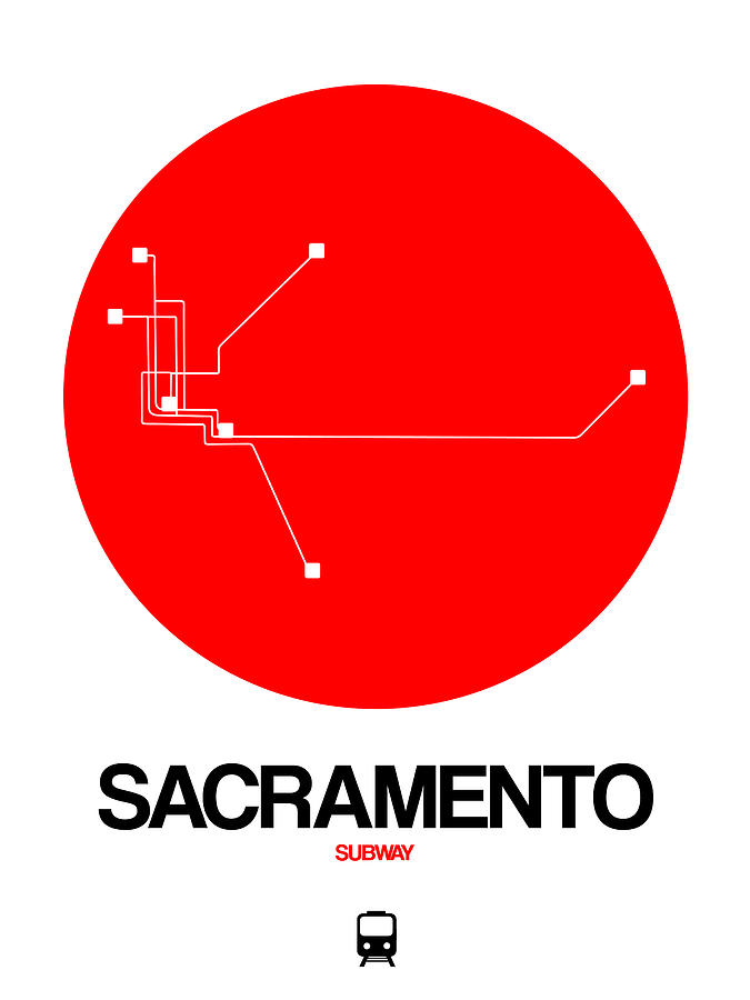 Sacramento Digital Art - Sacramento Red Subway Map by Naxart Studio