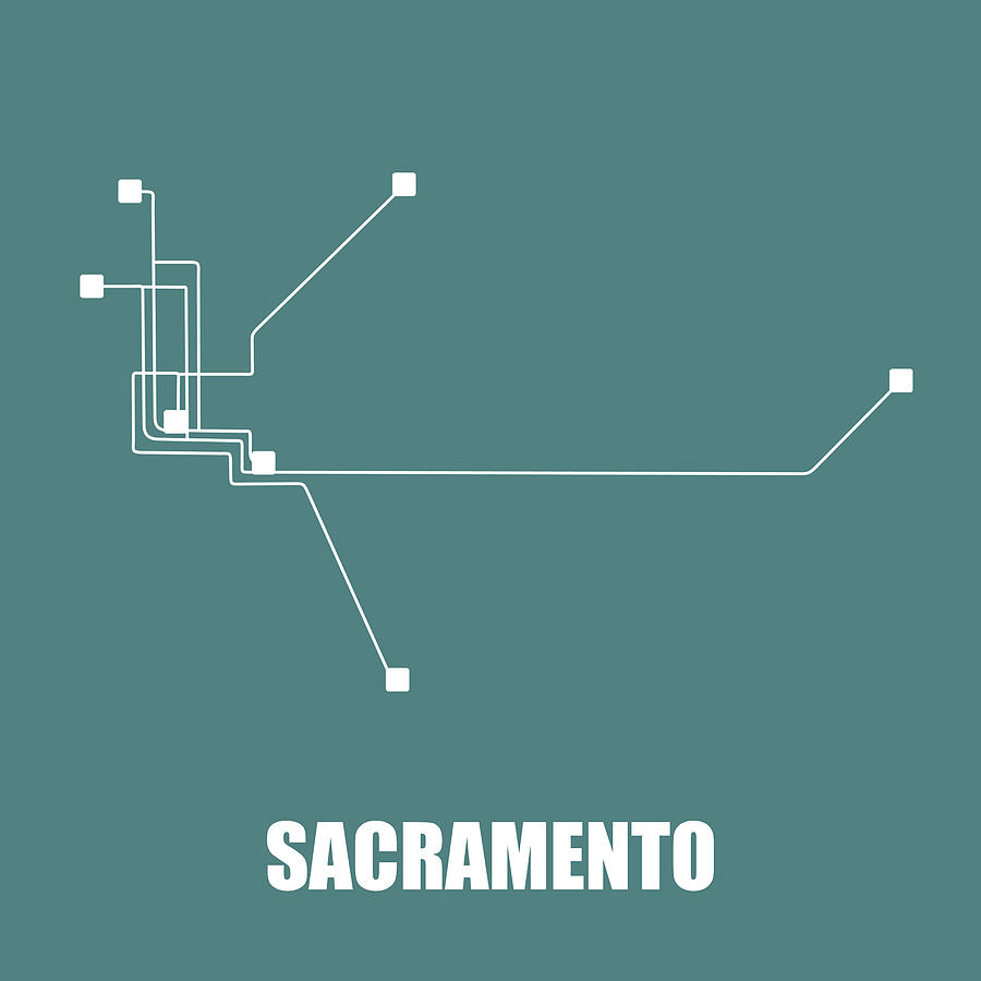 Sacramento Digital Art - Sacramento Teal Subway Map by Naxart Studio