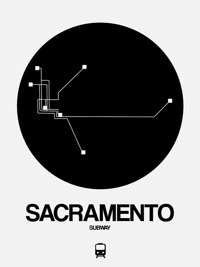 Sacramento Digital Art - Sacramento White Subway Map by Naxart Studio