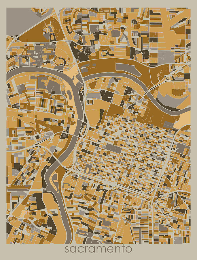 Sacramento Digital Art - Sacramneto Map Retro 4 by Bekim M