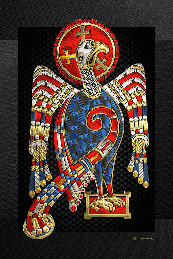 Sacred Celtic Eagle over Black Canvas  Digital Art by Serge Averbukh