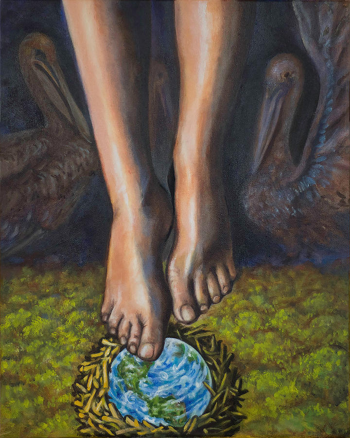 Surrealism Painting - Sacred Descent by Karen Nell McKean