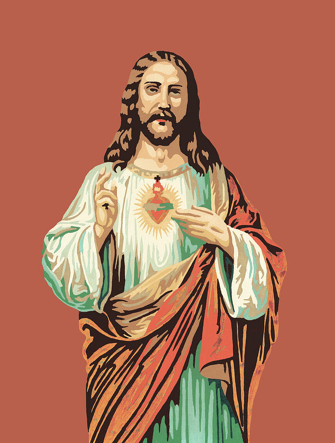 Easter Drawing - Sacred Heart by CSA Images