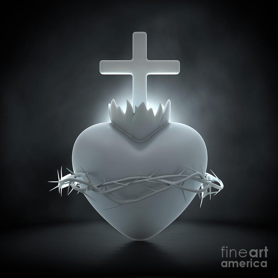 Sacred Heart Of Jesus Marble Digital Art