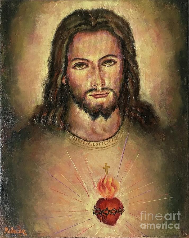 Sacred Heart of Jesus Number Two Painting by Rebecca Mike - Fine Art ...