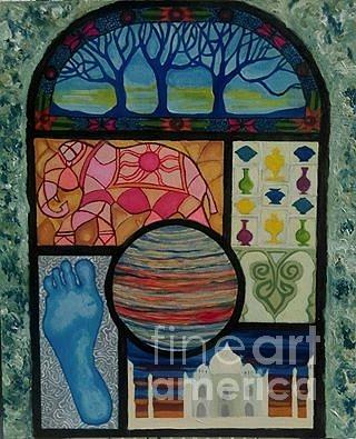 Stained Glass Painting - Sacred Universe by Caroline Cunningham Stained Glass Painting - Sacred Universe by Caroline Cunningham