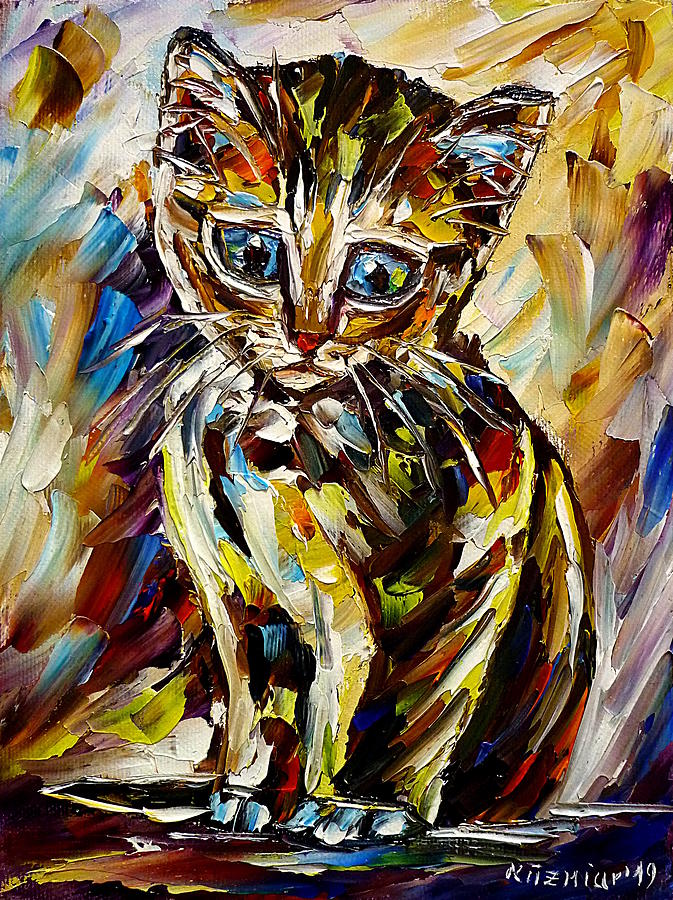 Sad Kitten Painting by Mirek Kuzniar