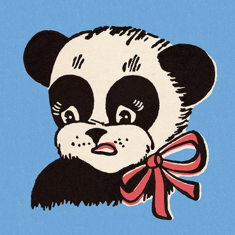 Vintage Drawing - Sad Panda Bear by CSA Images
