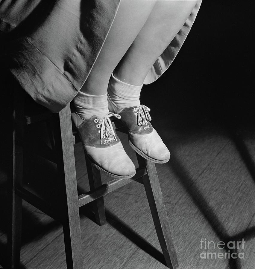 Vintage Photograph - Saddle Shoes Of High School Teenage Girl, 1943 by American School