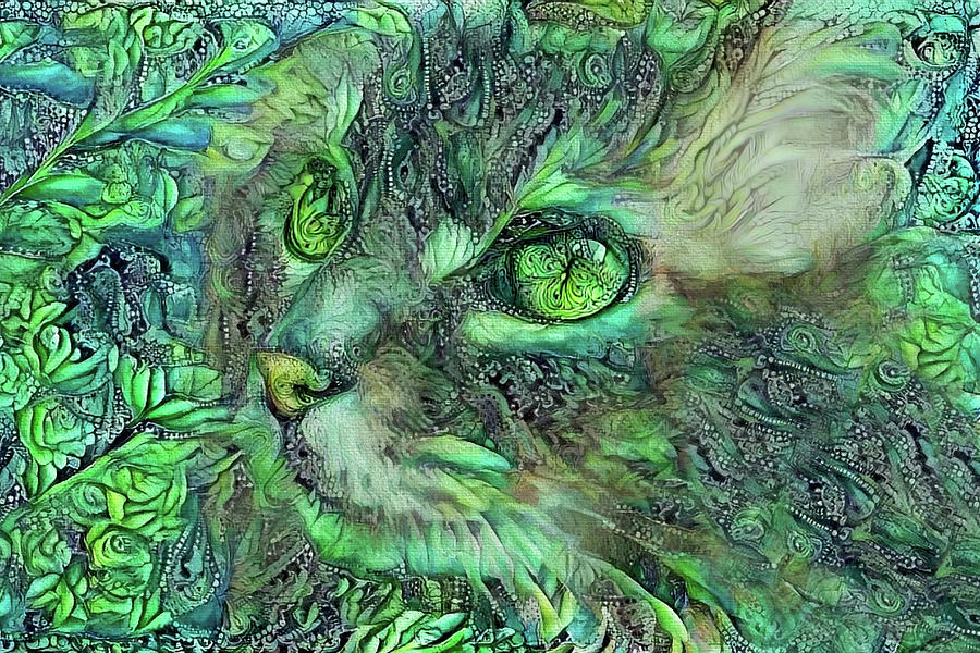 Sadie the Green Eyed Cat Digital Art by Peggy Collins