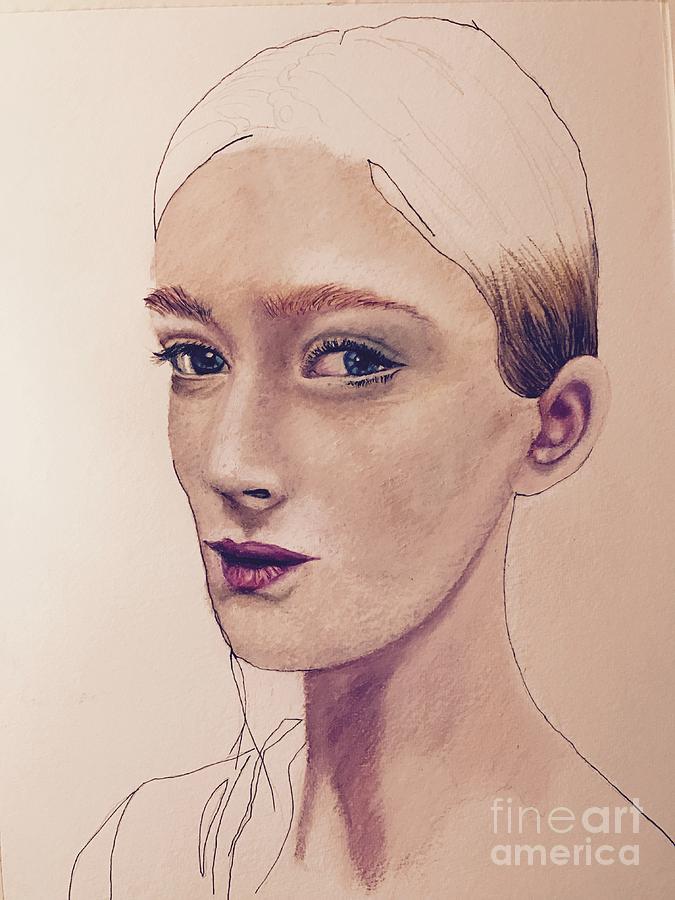 Colored Pencil Drawing - Sadness by Graciela Scarlatto Colored Pencil Drawing - Sadness by Graciela Scarlatto