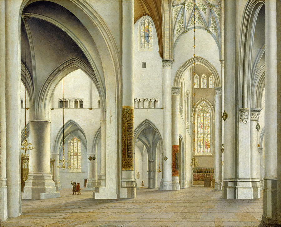 The Interior of Saint Bavo, Haarlem, 1628 Painting by Pieter Saenredam
