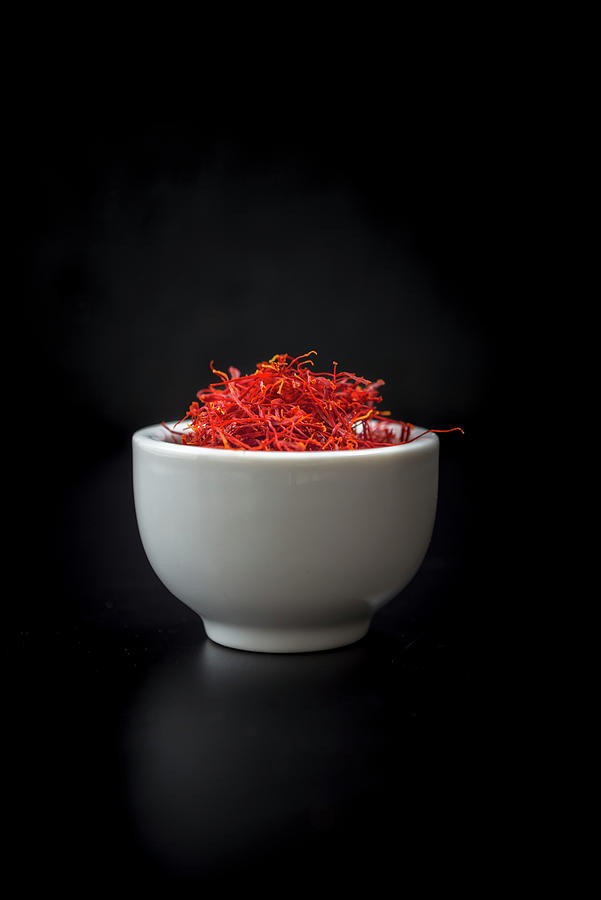 Saffron In A White Bowl Photograph by Nitin Kapoor