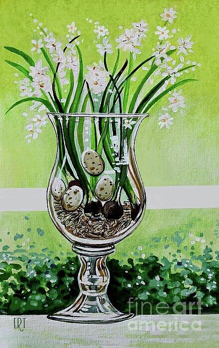 Sage And Paperwhites Painting by Elizabeth Robinette Tyndall