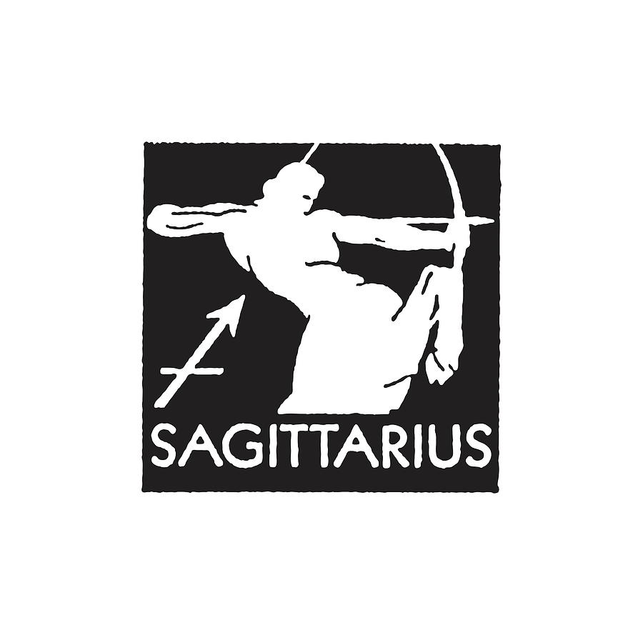Black And White Drawing - Sagittarius by CSA Images