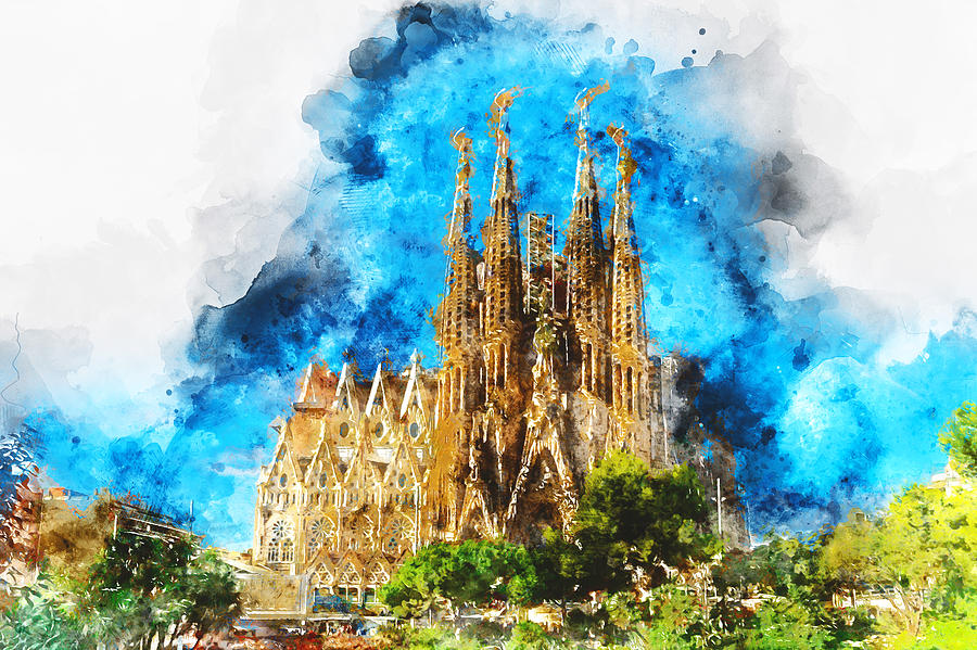 Sagrada Familia - 28 Painting by AM FineArtPrints