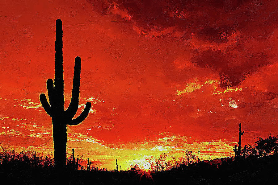 Saguaro National Park at sunset - 05 Painting by AM FineArtPrints ...