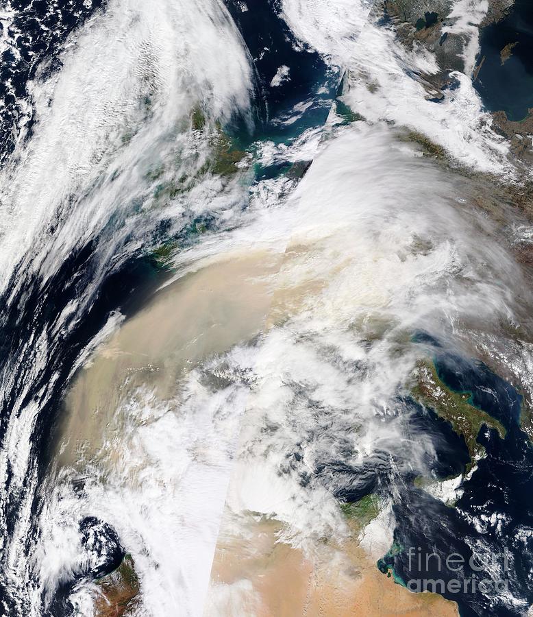 Saharan Dust Plume Over Western Europe Photograph by Nasa/science Photo Library