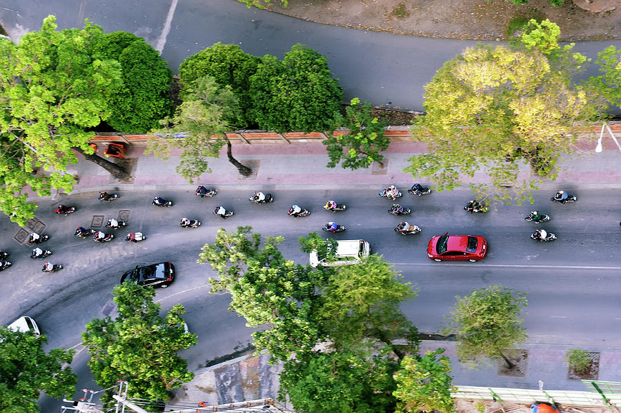 Saigon Street View With Motorcycles Photograph by Maxphotography