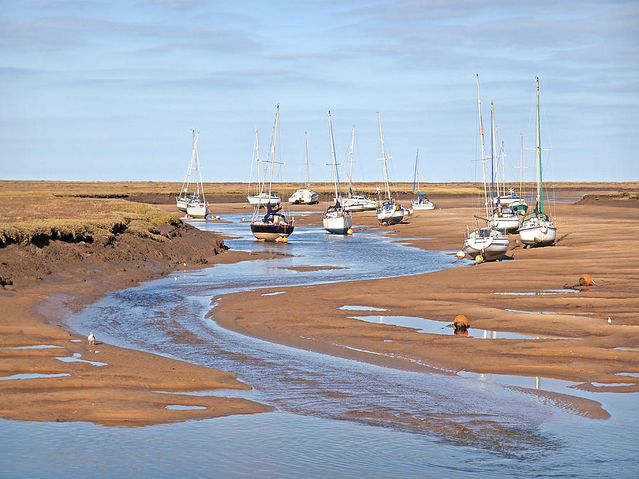 Boat Photograph - Sail Boats At Low Tide Wells Next The Sea by Gill Billington
