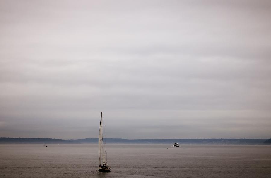Sail In Cloudy Day Photograph