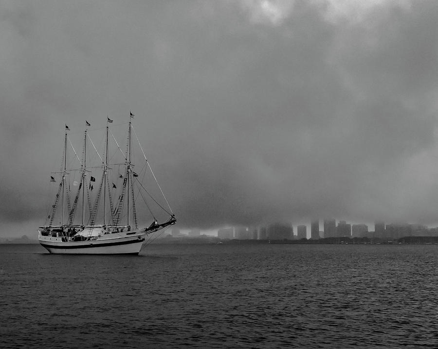 Sail in the Fog Photograph by Laura Hedien