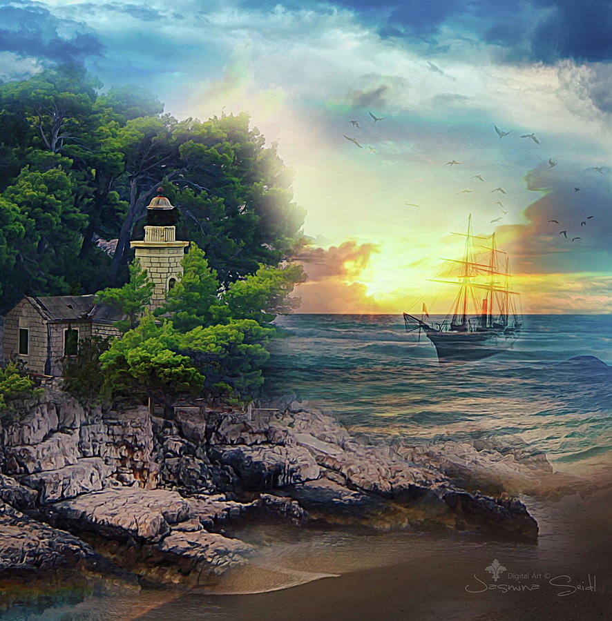 Sailing Digital Art - Sail Peacefully by Jasmina Seidl Sailing Digital Art - Sail Peacefully by Jasmina Seidl