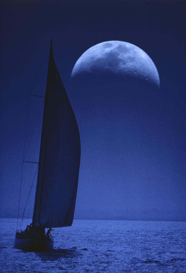 Sailboat And Moon Photograph by Artist - Unknown - Fine Art America