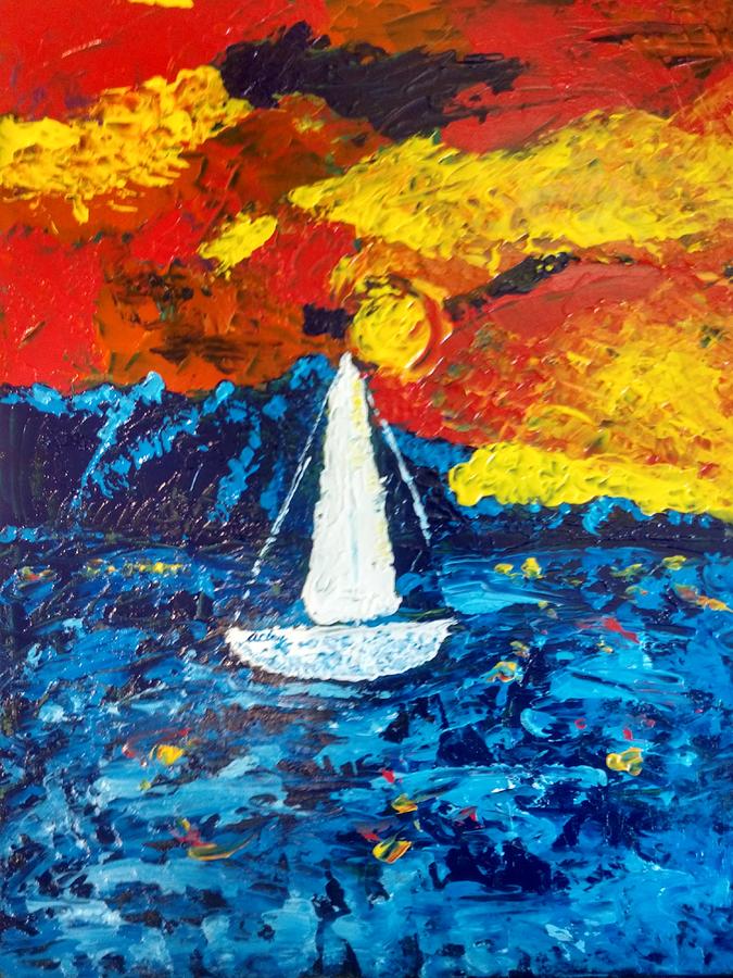 Sailboat Painting by April Clay