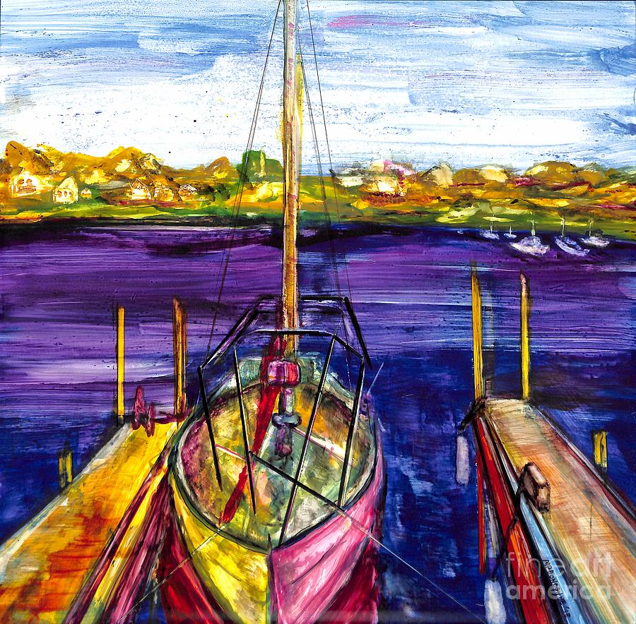 Sailboat At Dock Painting