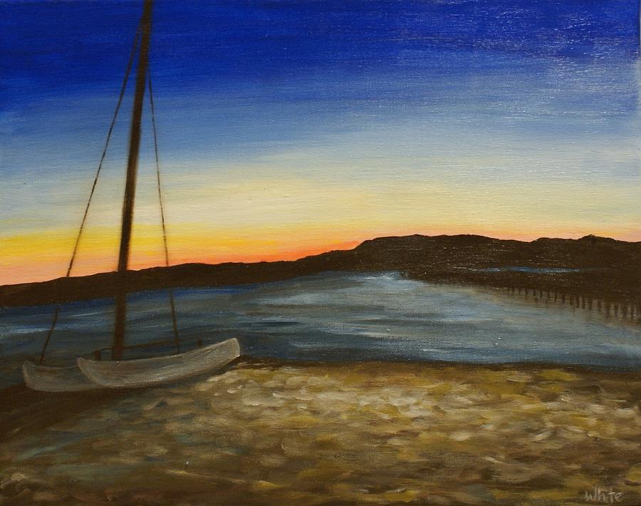 Sailboat At Sunset Painting By Danielle White Pixels   Sailboat At Sunset Danielle White 