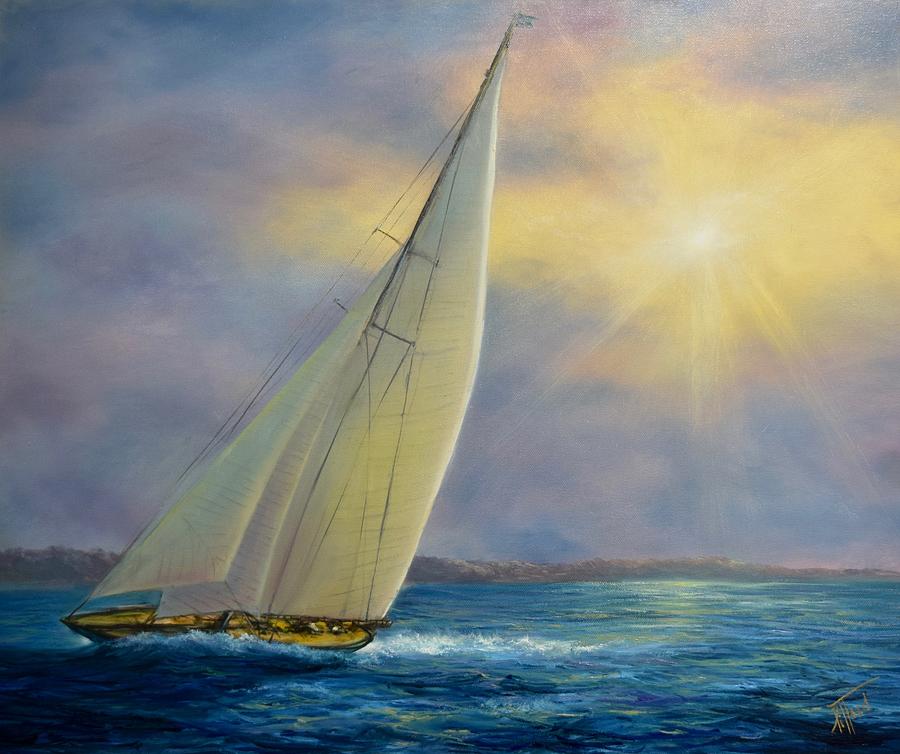 Sailing at Sunset Painting by Lynne Pittard