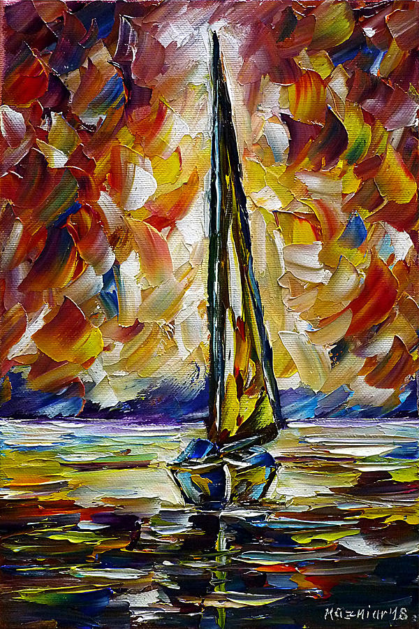 Sailboat Painting by Mirek Kuzniar