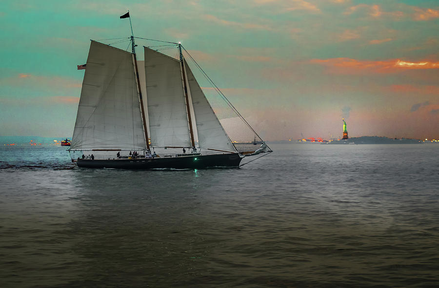 Sailboat New York Harbor Photograph by William Kimble