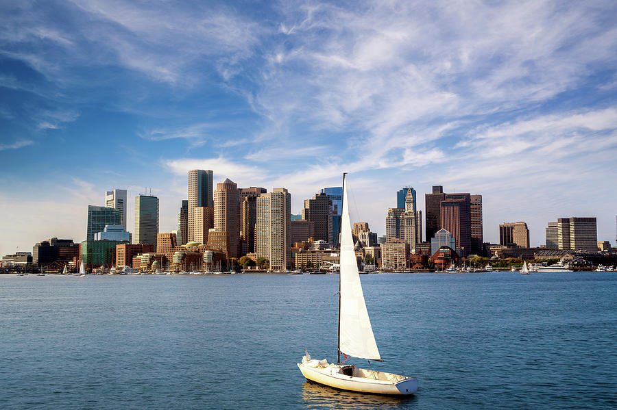 Sailboat sport for relax in Boston city Photograph by Anek Suwannaphoom