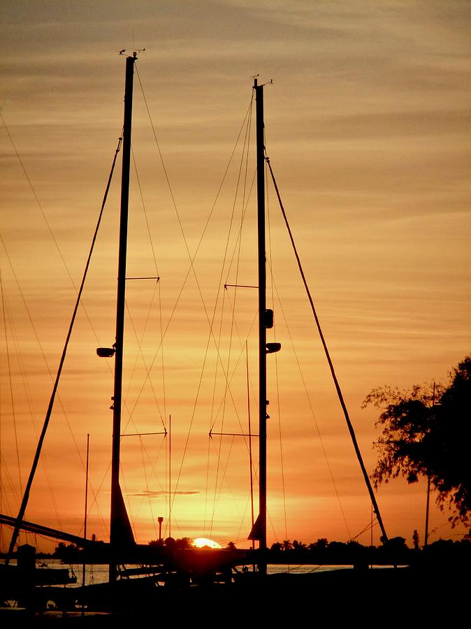 Sailboat Sunset Photograph by Kathy Chism