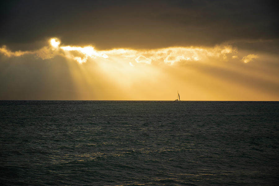 Sailboat Sunset Photograph - Sailboat Sunset by Robert Michaud