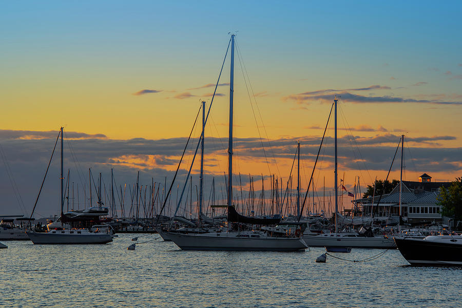 Sailboats at Sunrise in Annapolis Maryland Photograph by Bill Cannon