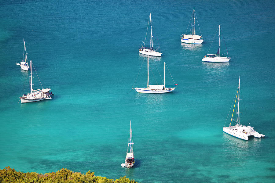 Sailboats In Turquiose Waters Photograph by Michaelutech
