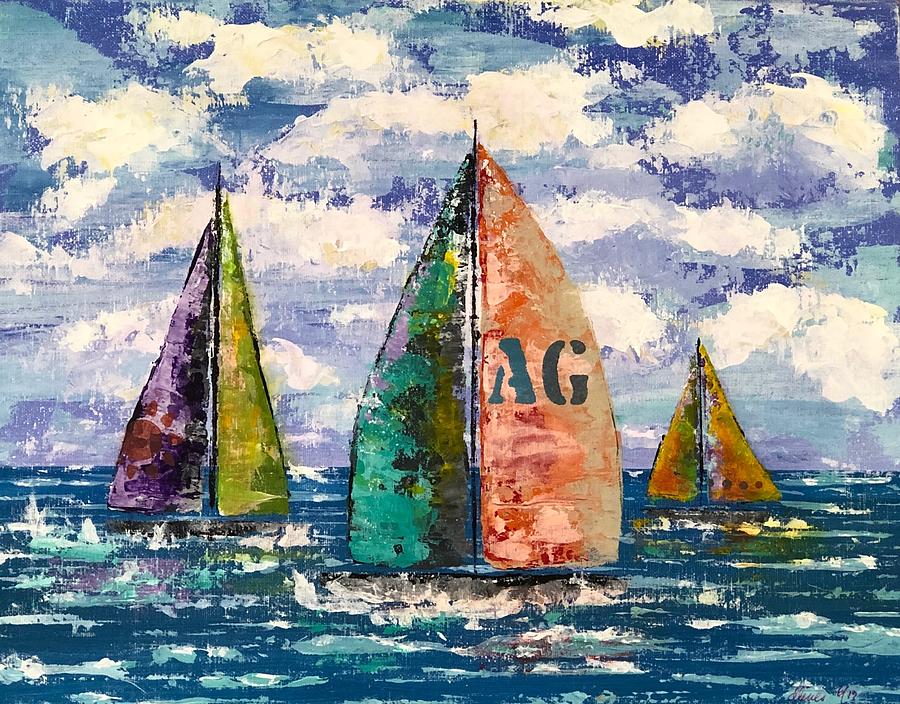 Sailboats on the Lake Painting by Deborah Lines | Fine Art America