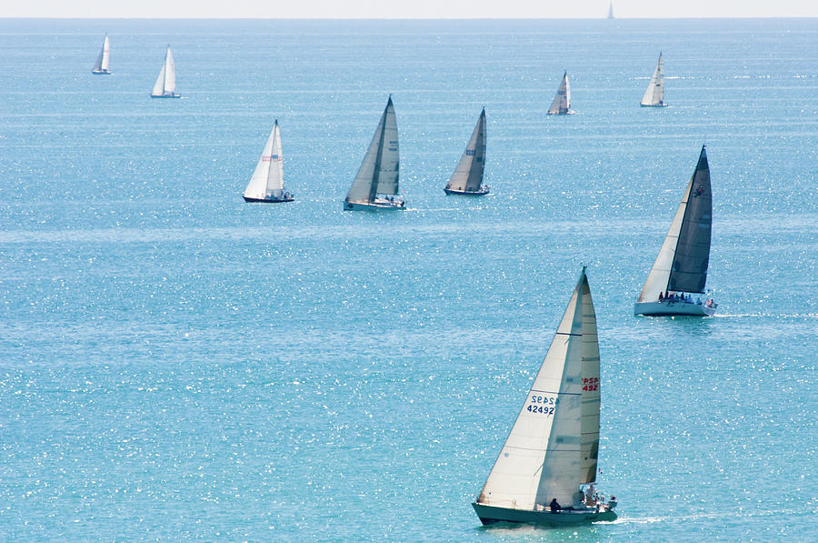 Sailboats Racing On Blue Water Photograph by By Ken Ilio Sailboats Racing On Blue Water Photograph by By Ken Ilio