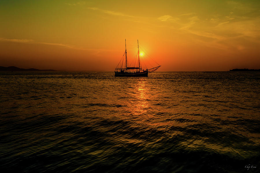 Sunset Photograph - Sailing Across The Sunset by Chip Evra